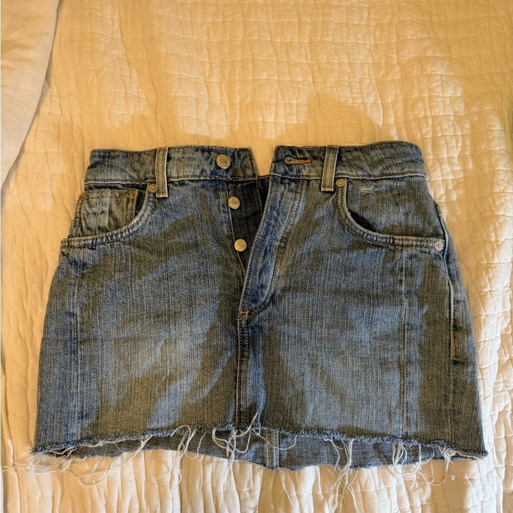Zara Frayed Hem Blue Denim Mini Skirt